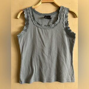 Jason Maxwell Blue Lace Trim Tank Top